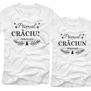 Set tricouri albe inscriptionate - Editie de craciun